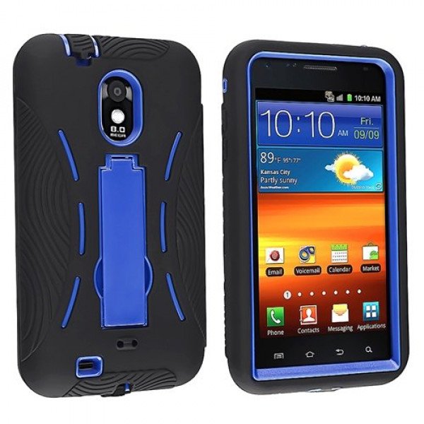 Wholesale Samsung Galaxy S2 / D710 Armor hybrid Case with Stand (Black-Blue)